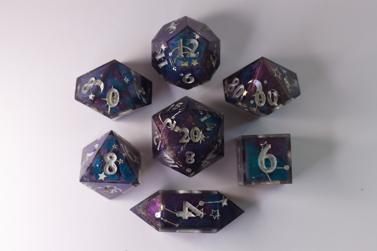 "Starry Form" 7 piece dice set