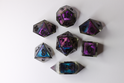 "Aurora Borealis" 7 piece dice set